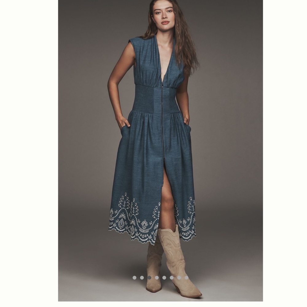 The Tommie Denim Eyelet Trim Dress